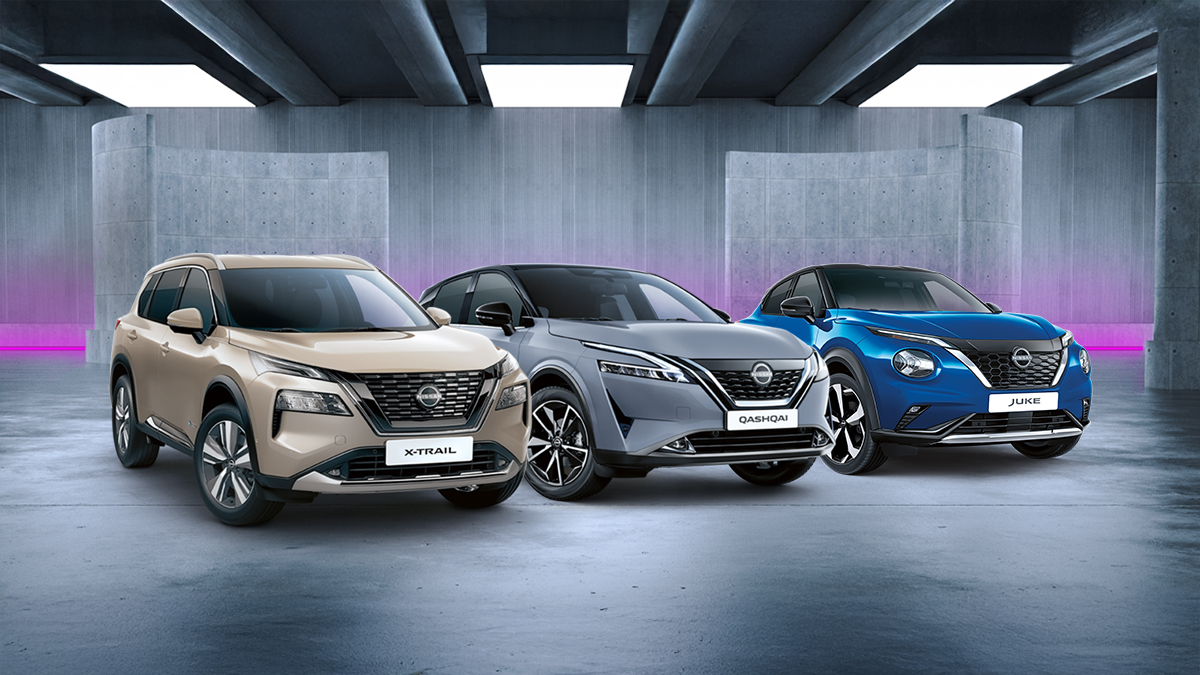Nissan X-Trail, Qashqai und Juke in einem Fotostudio