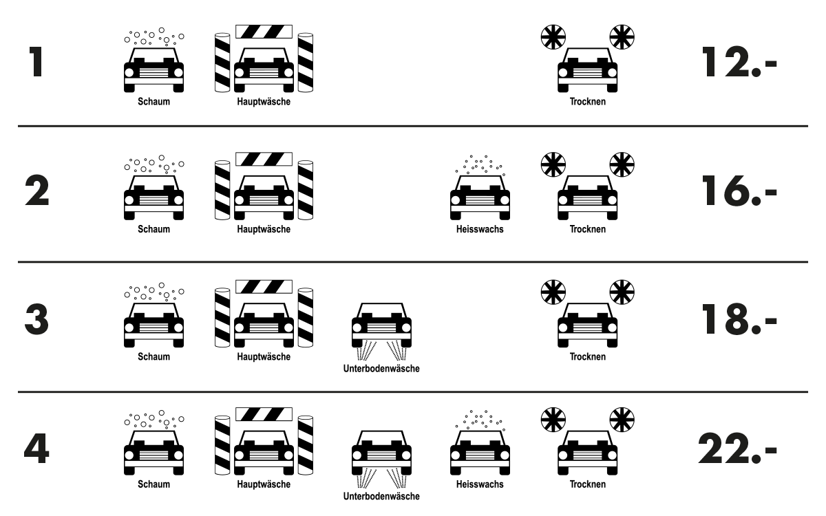 Programme Waschstrasse Garage Galliker AG Kriens Garage Galliker